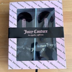 Juicy couture black fuzzy slippers NWT